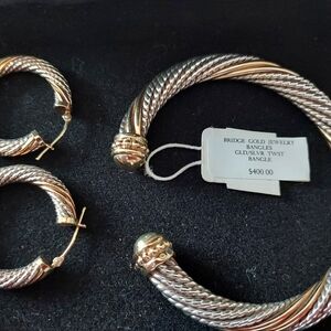 Silver and Gold Twist Bangle Set